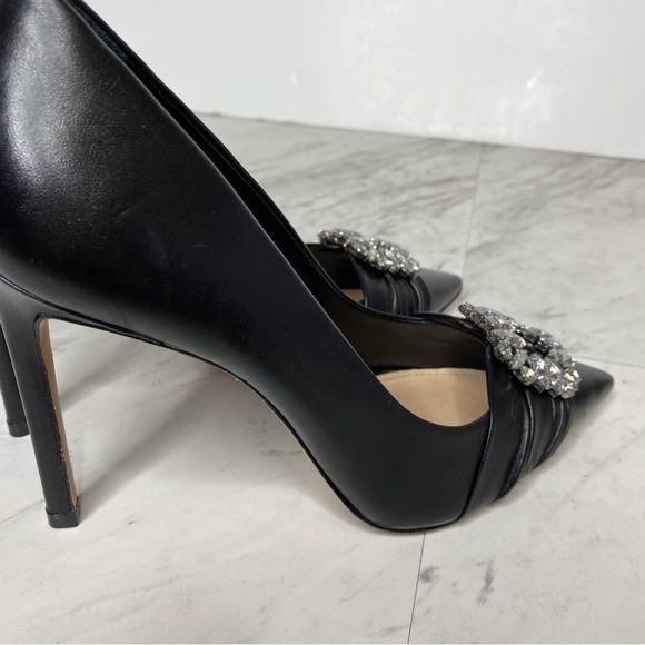 Schutz Meisho Pointy Toe Black Leather Stiletto Pump 6B - Picture 10 of 14